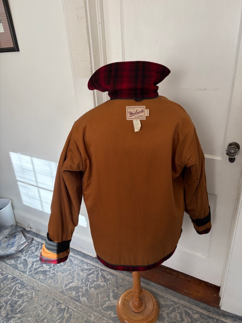 Woolrich Red and Black Plaid Military Field Jacket - Picture 9 of 10